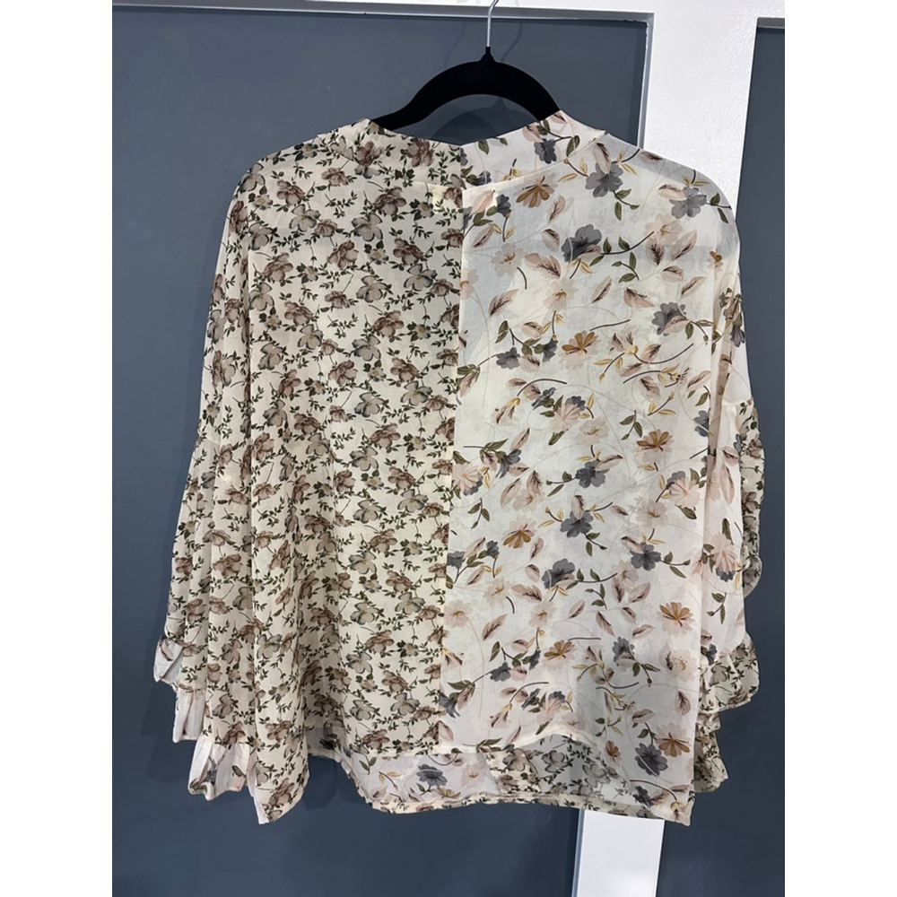 Women's AMOLI Floral Blouse M Beige Brown - Picture 2 of 7